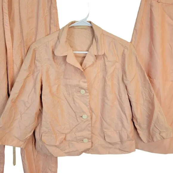 Vintage 60s Suit Set Women 8 Medium Blazer Jacket Skirt Straight Pants Spring M