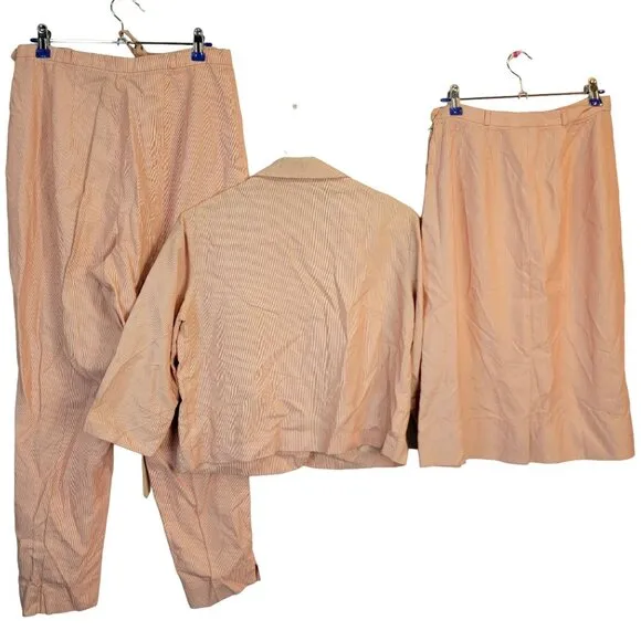 Vintage 60s Suit Set Women 8 Medium Blazer Jacket Skirt Straight Pants Spring M
