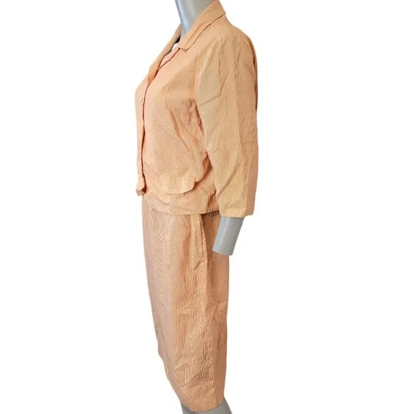 Vintage 60s Suit Set Women 8 Medium Blazer Jacket Skirt Straight Pants Spring M