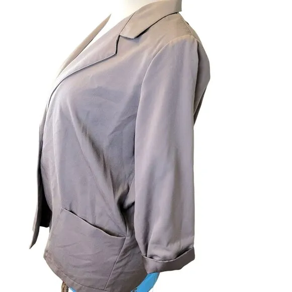 Vintage 80s Blazer Jacket Women Plus 20 W Beige Suit Coat Work Business Formal