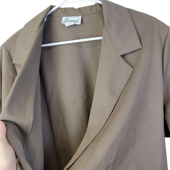 Vintage 80s Blazer Jacket Women Plus 20 W Beige Suit Coat Work Business Formal