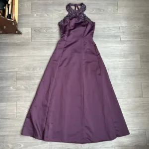 Vintage 90s Jessica McClintock Gunne Sax Purple Halter Neck Formal Dress Size 4