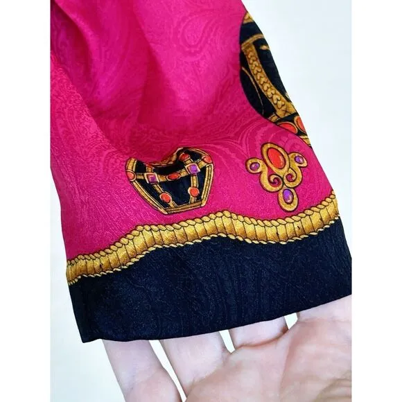 Vintage Adrianna Papell Silk Jacket Womens Sz 8 Pink Baroque Art to Wear Evening