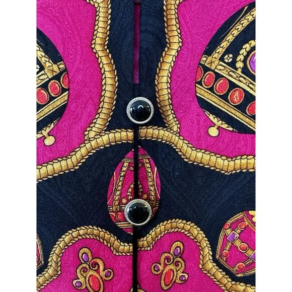 Vintage Adrianna Papell Silk Jacket Womens Sz 8 Pink Baroque Art to Wear Evening
