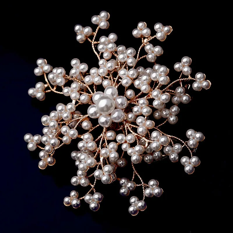 Vintage Alloy Imitation Pearl Crystal Brooch Pins