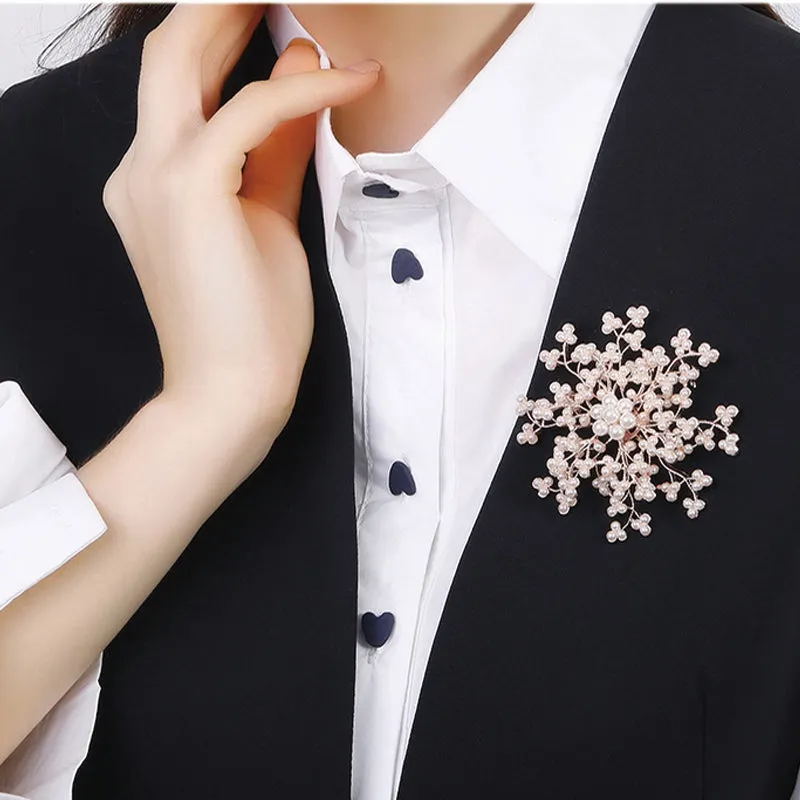 Vintage Alloy Imitation Pearl Crystal Brooch Pins