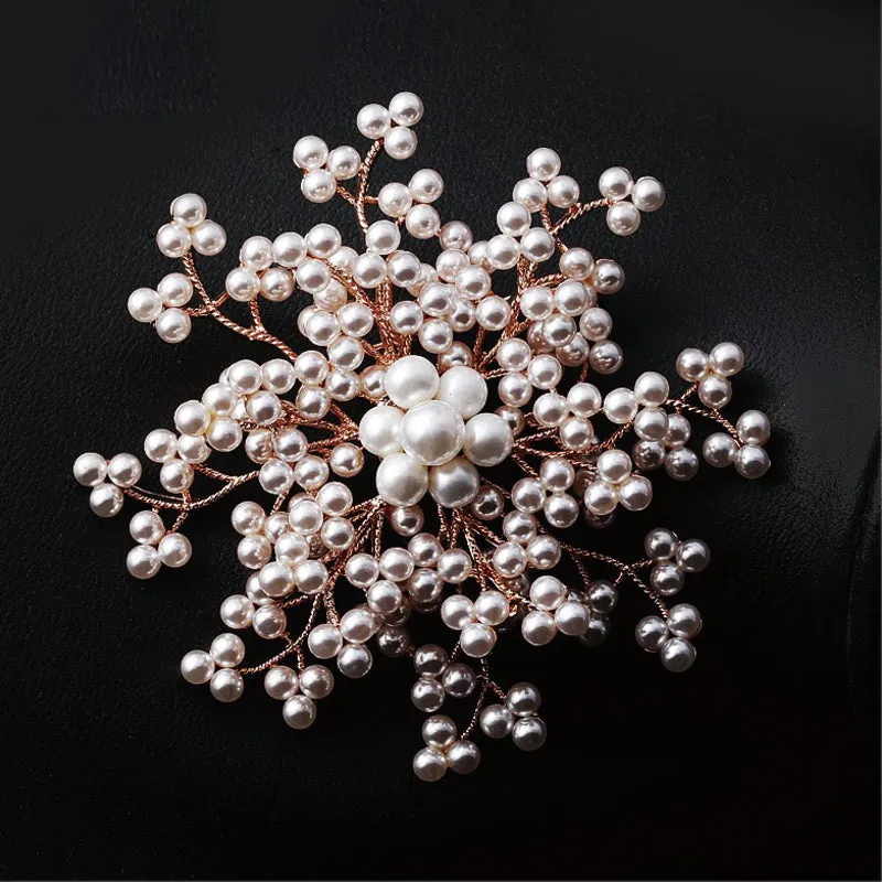 Vintage Alloy Imitation Pearl Crystal Brooch Pins
