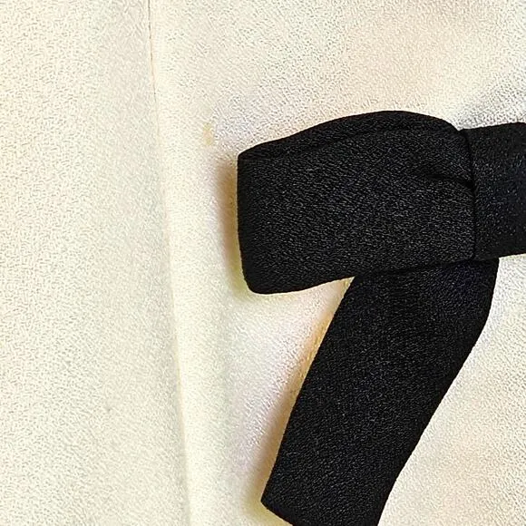 Vintage Ann Tobias Ivory White &amp; Black Bow Blazer Jacket