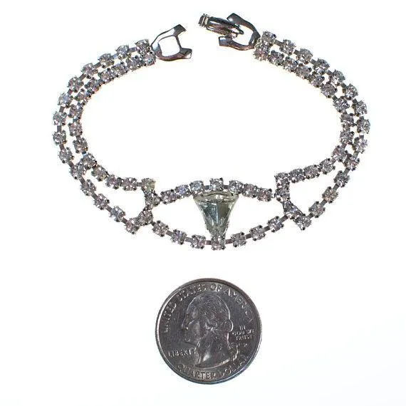 Vintage Art Deco Rhinestone Diamond Look Bracelet