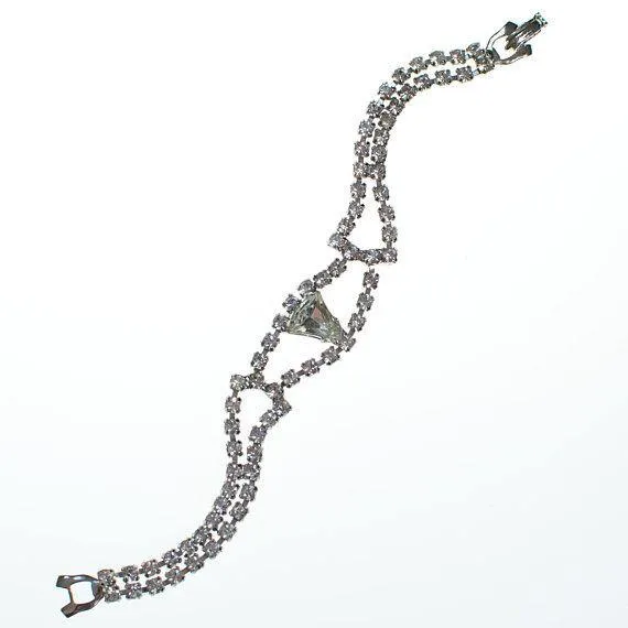 Vintage Art Deco Rhinestone Diamond Look Bracelet