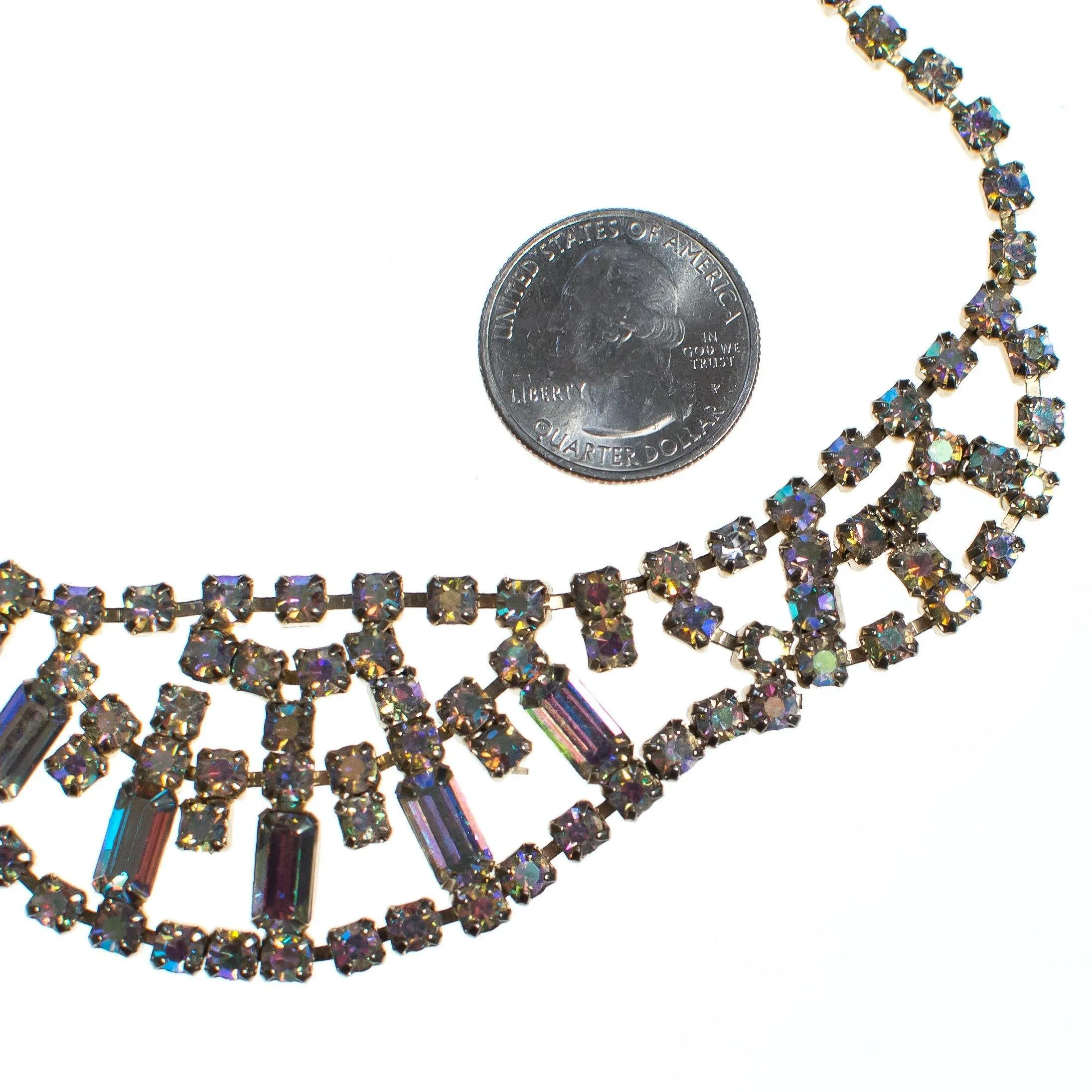 Vintage Aurora Borealis Iridescent Crystal Necklace