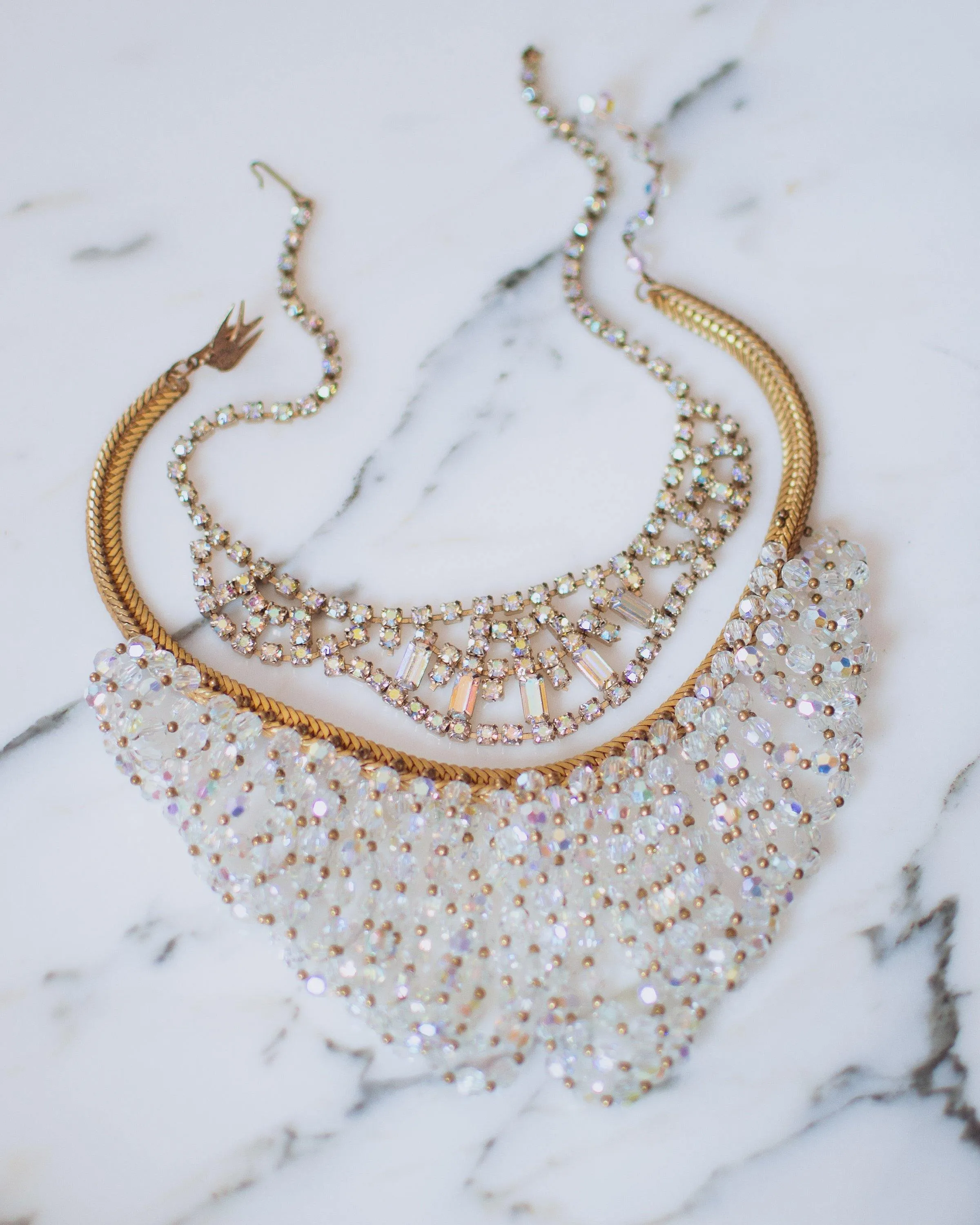 Vintage Aurora Borealis Iridescent Crystal Necklace