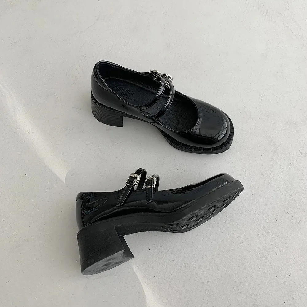 VINTAGE BLACK LEATHER SHOES YC82840