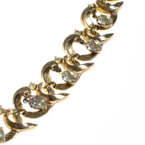 Vintage Crown Trifari Bracelet with Dangling Rhinestones