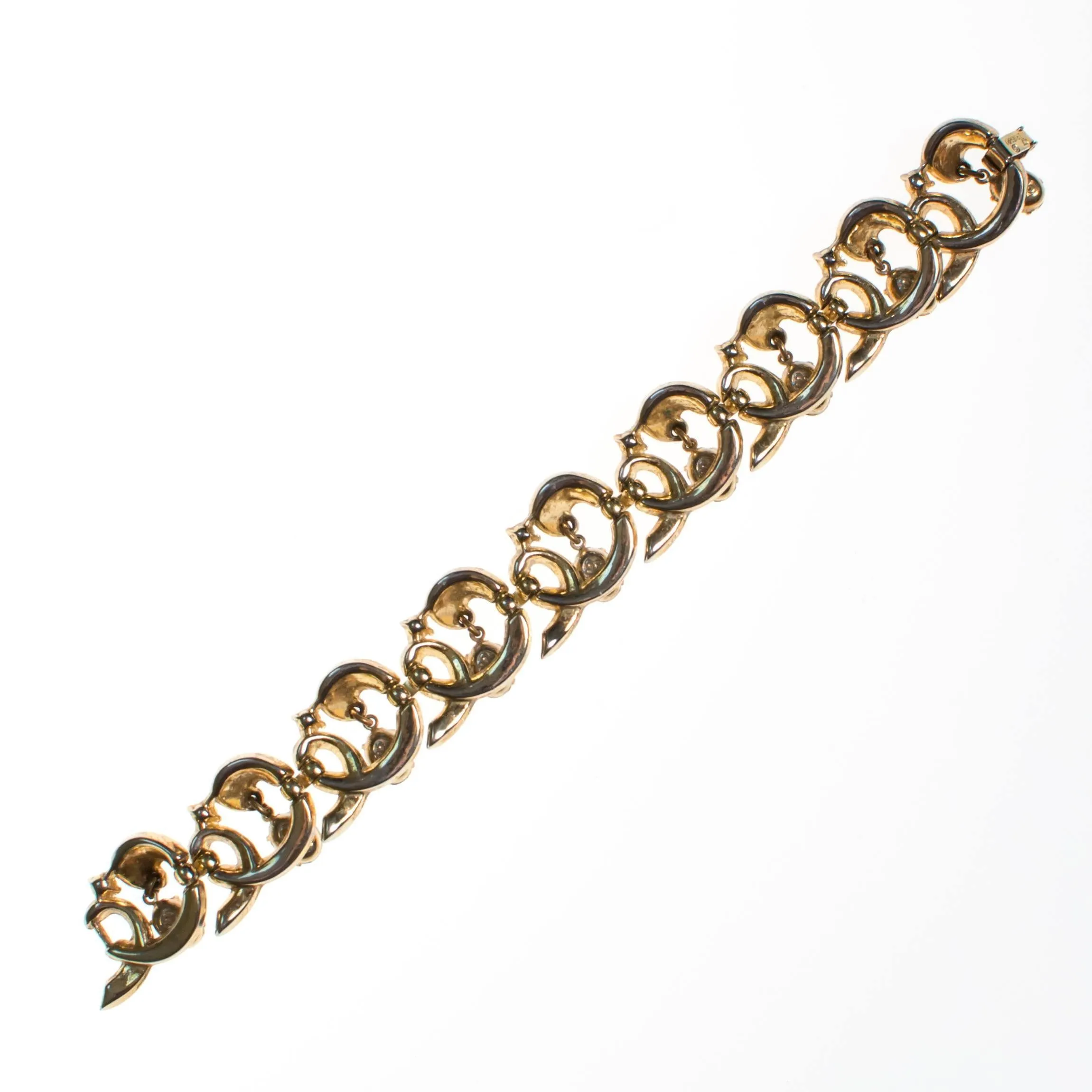 Vintage Crown Trifari Bracelet with Dangling Rhinestones