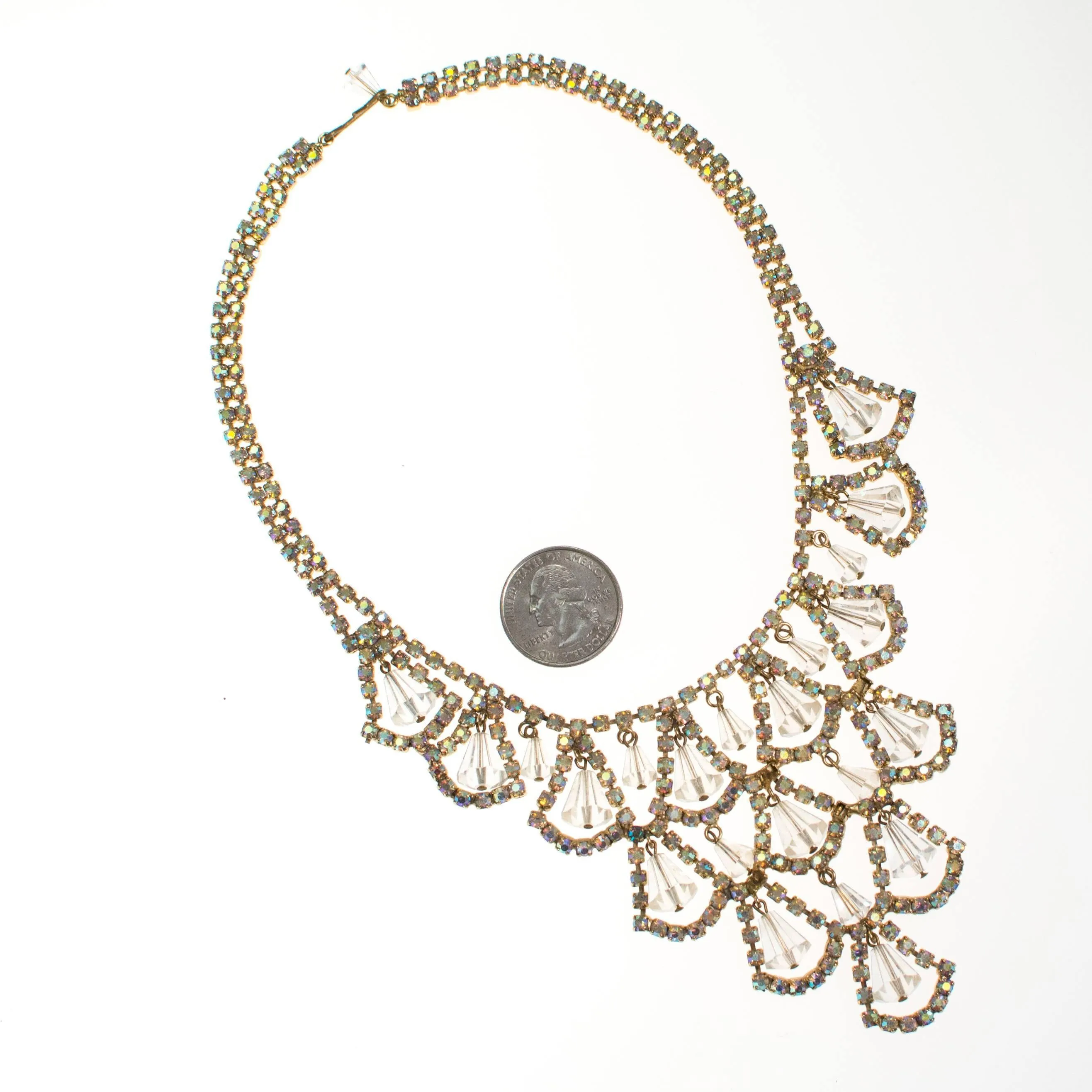 Vintage Crystal Rhinestone Bib Necklace