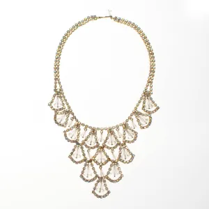 Vintage Crystal Rhinestone Bib Necklace