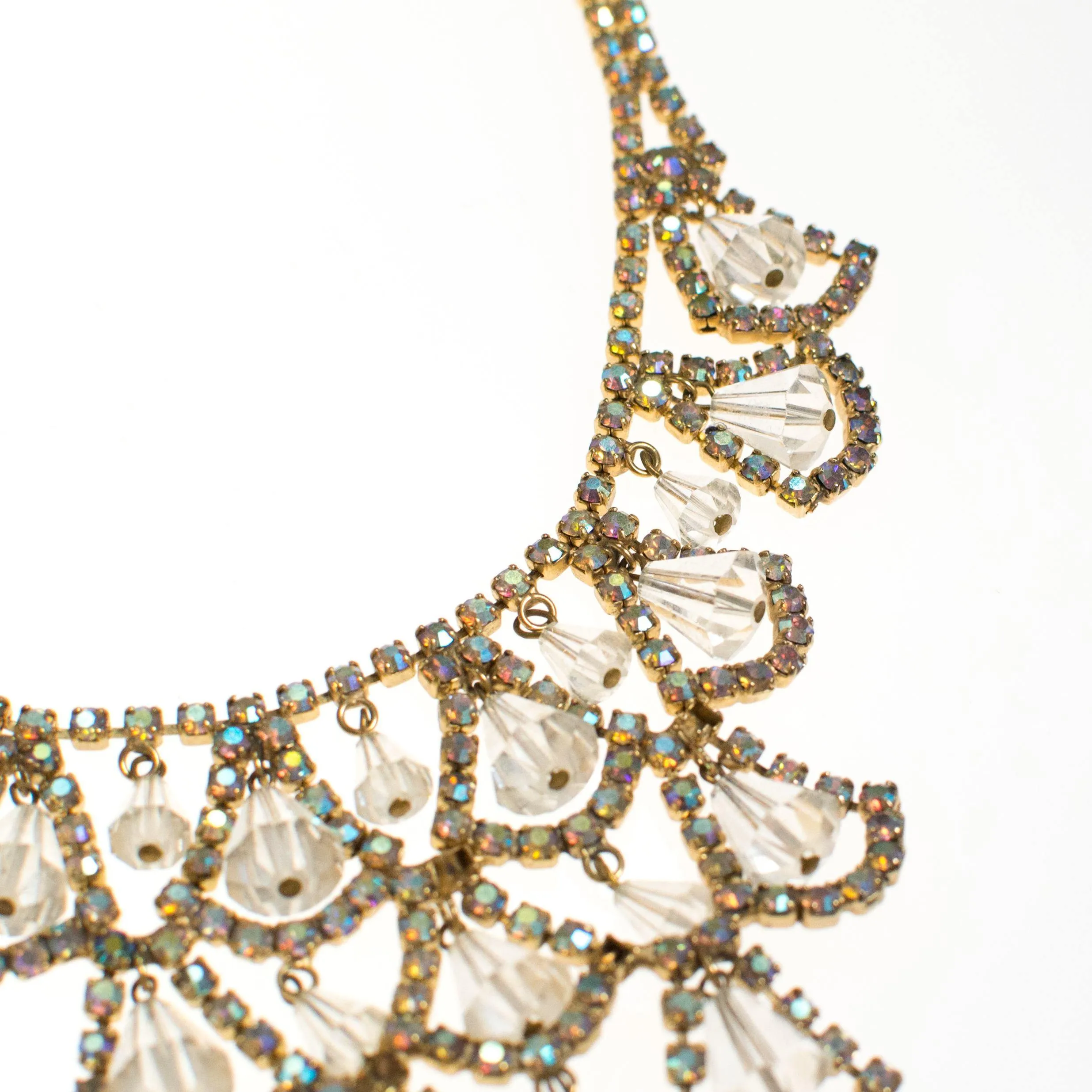 Vintage Crystal Rhinestone Bib Necklace