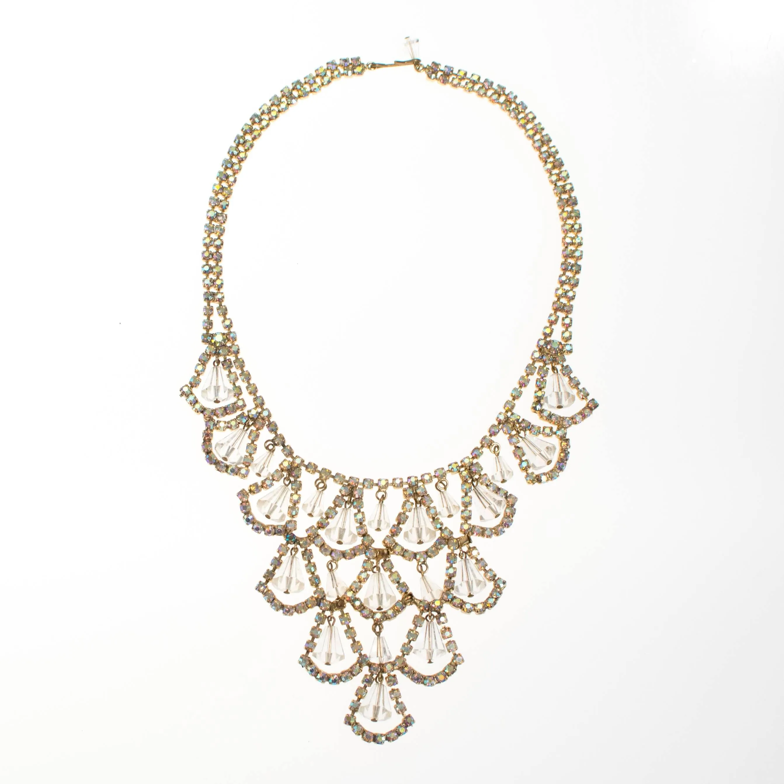 Vintage Crystal Rhinestone Bib Necklace