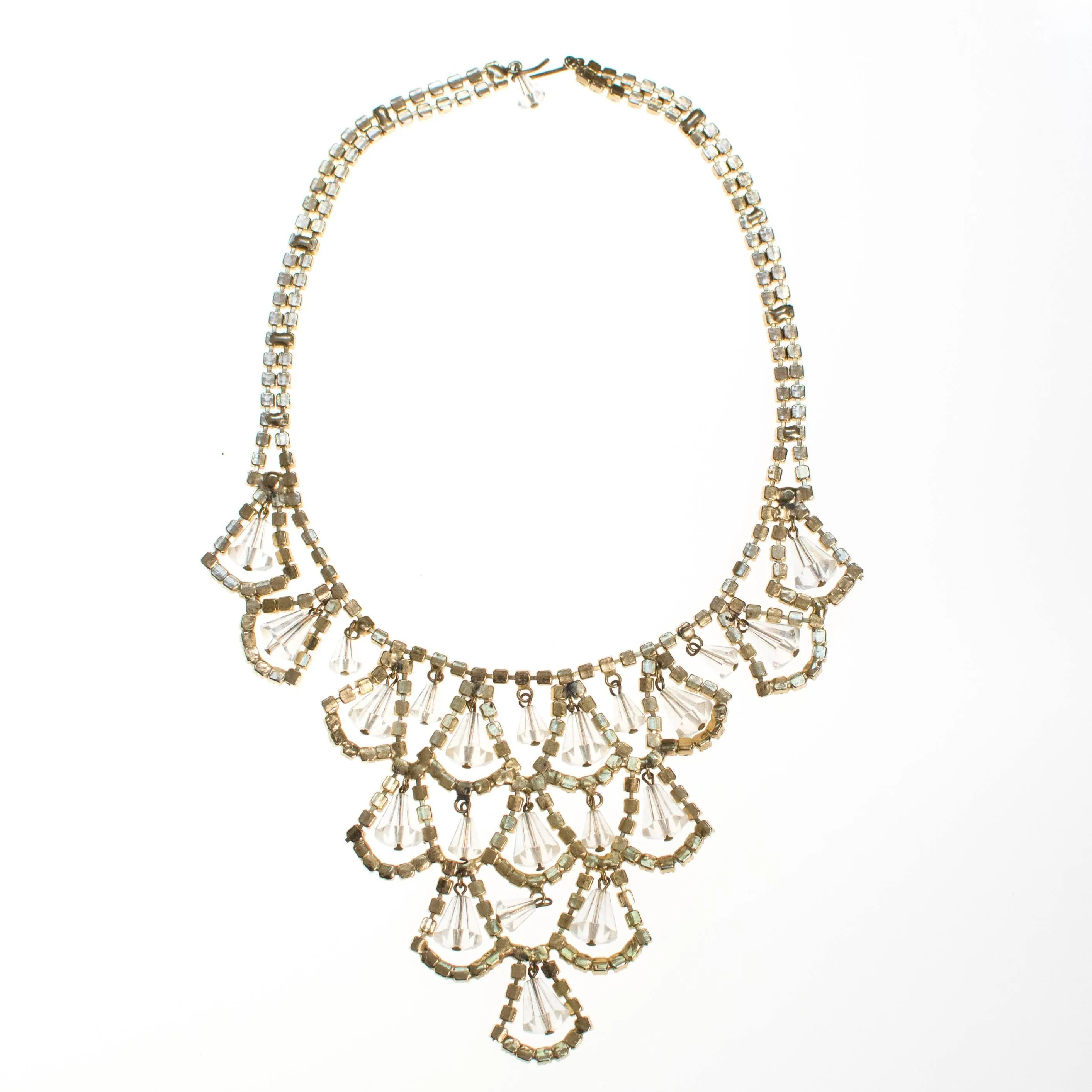 Vintage Crystal Rhinestone Bib Necklace