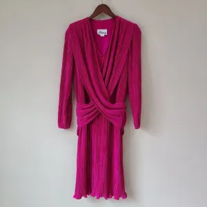 Vintage Darcy Womens Cocktail Cocktail Pink Barbie Accordion Pleated Wrap Formal