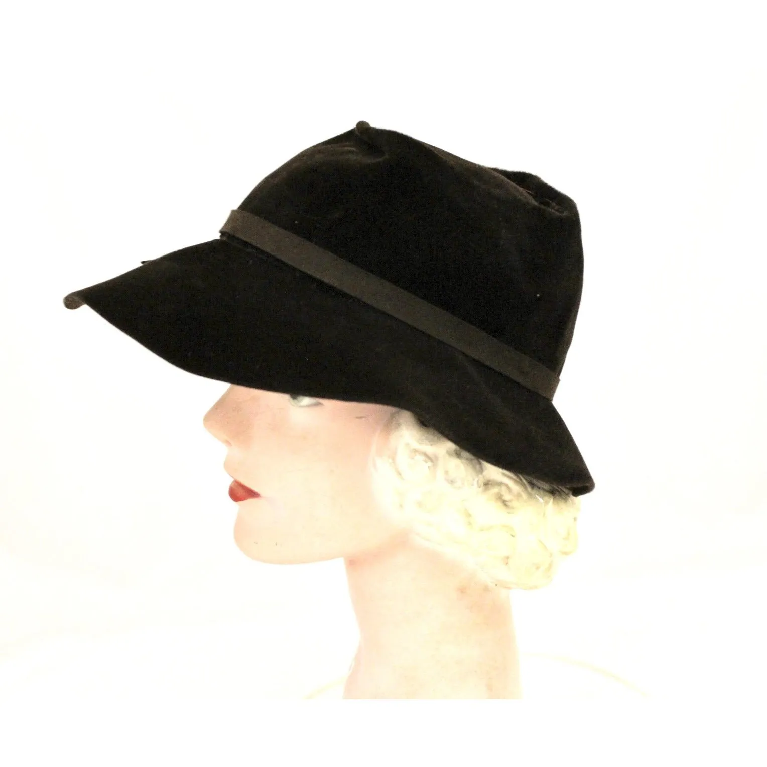 Vintage Dobbs Fedora Deep Brown Womens 1940s Casablanca 7 1/4
