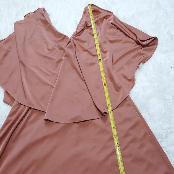 Vintage Flowy Overlay Formal Dress - Copper Pink