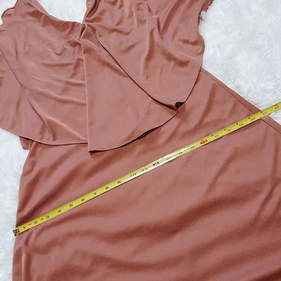 Vintage Flowy Overlay Formal Dress - Copper Pink