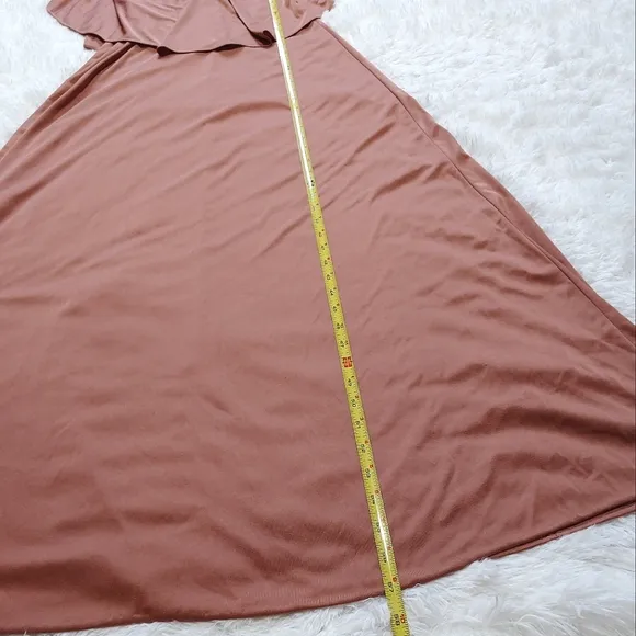 Vintage Flowy Overlay Formal Dress - Copper Pink