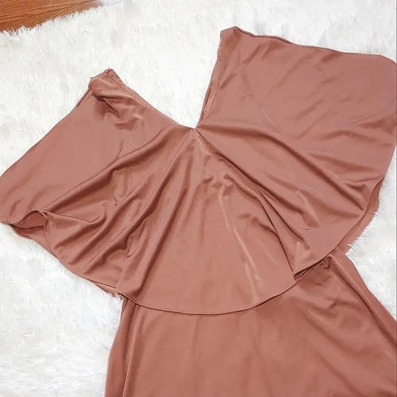 Vintage Flowy Overlay Formal Dress - Copper Pink