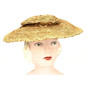 Vintage Gage Wide Brimmed Straw Hat Natural Open Weave 1930s O/S Guernsey Pie