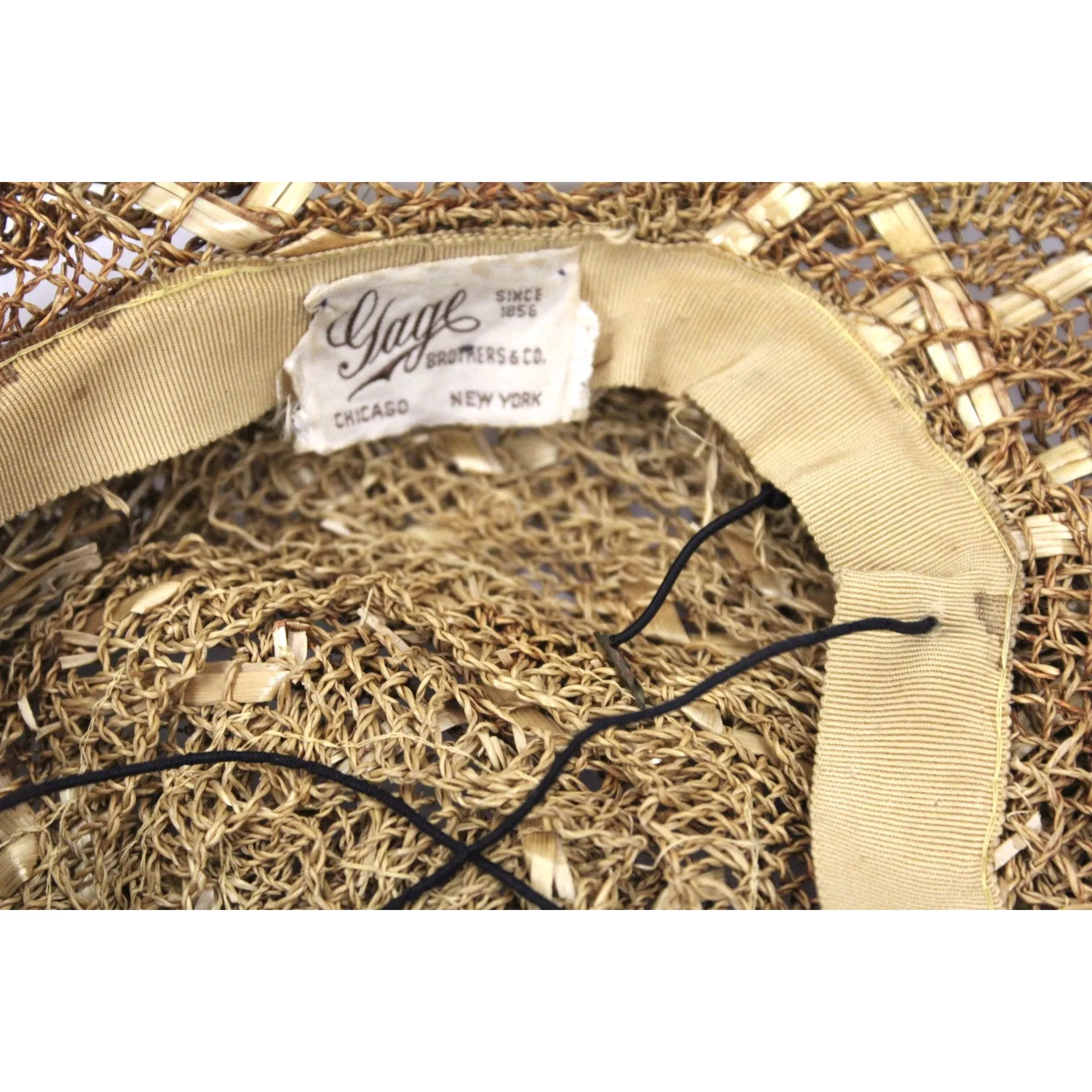 Vintage Gage Wide Brimmed Straw Hat Natural Open Weave 1930s O/S Guernsey Pie