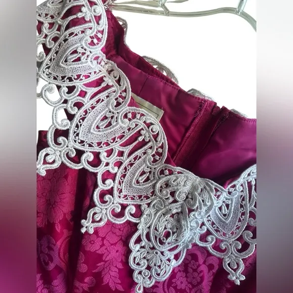 Vintage Jessica McClintock Bridal Formal Prom Pink Jacquard Sheath Dress 7/8
