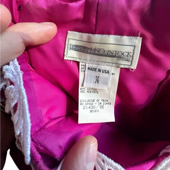 Vintage Jessica McClintock Bridal Formal Prom Pink Jacquard Sheath Dress 7/8