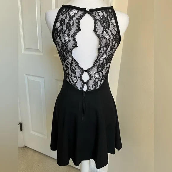Vintage Jessica McClintock Gunne Sax 90s Y2K Black Lace Mini Dress Prom XS 0 00