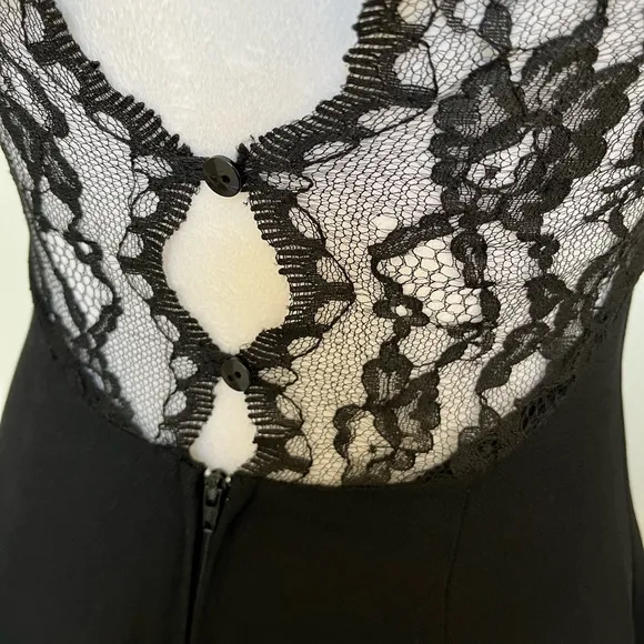 Vintage Jessica McClintock Gunne Sax 90s Y2K Black Lace Mini Dress Prom XS 0 00