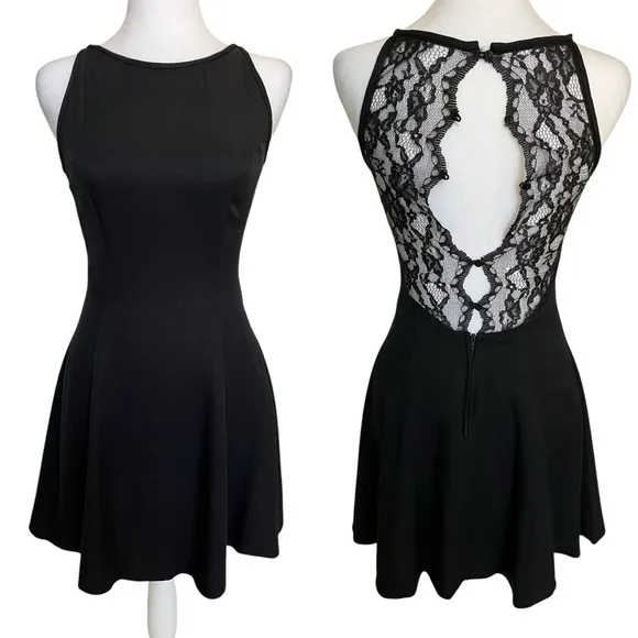 Vintage Jessica McClintock Gunne Sax 90s Y2K Black Lace Mini Dress Prom XS 0 00