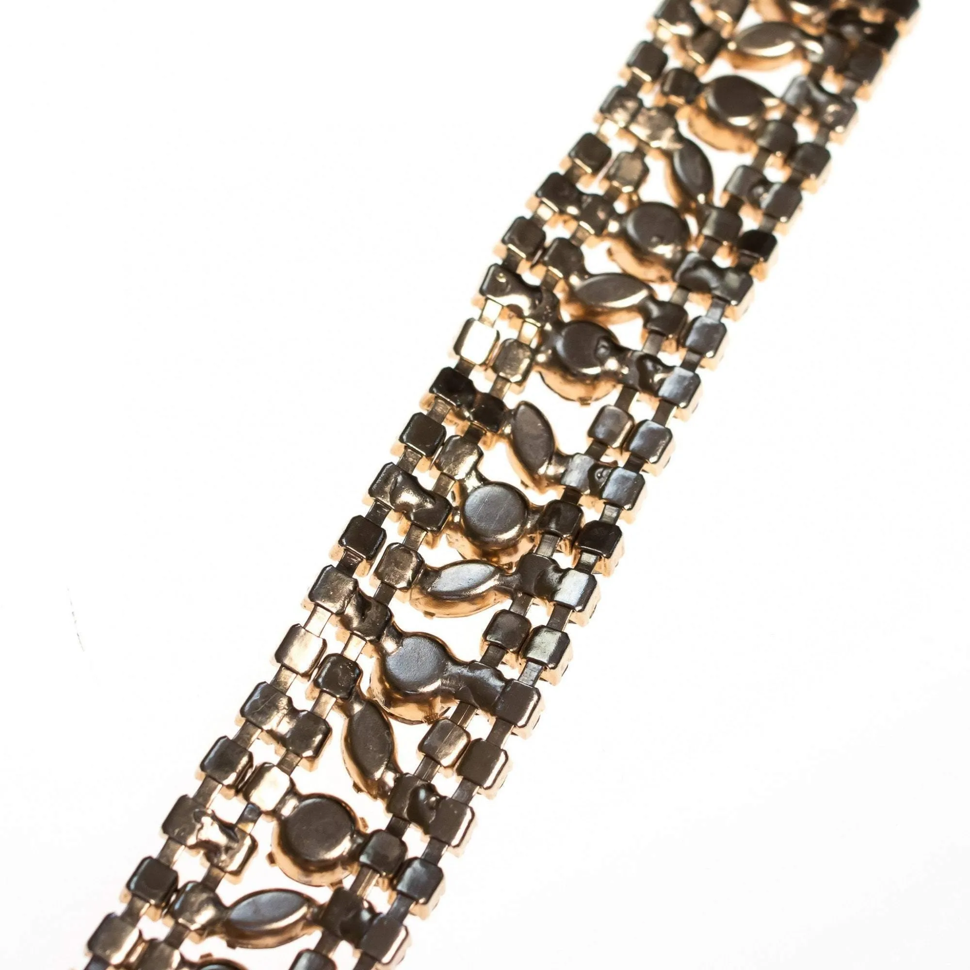 Vintage Juliana Amber Aurora Borealis Wide Rhinestone Bracelet
