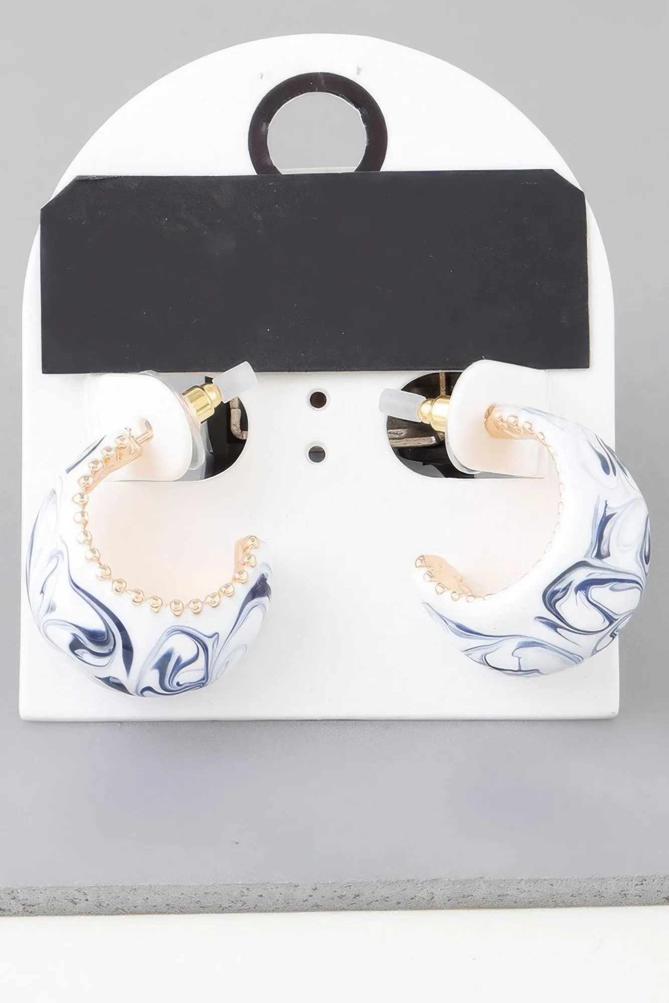 Vintage Marble Swirl Hoop Earrings