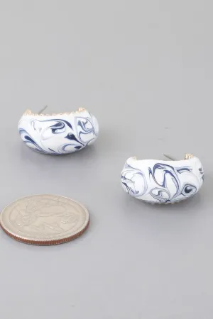Vintage Marble Swirl Hoop Earrings