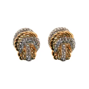 Vintage Nolan Miller Gold Knot and Pave Rhinestone Earrings