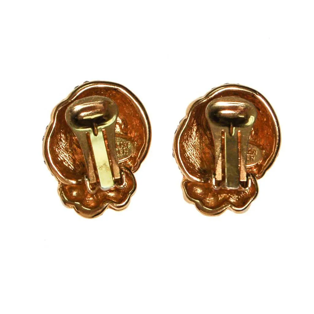 Vintage Nolan Miller Gold Knot and Pave Rhinestone Earrings