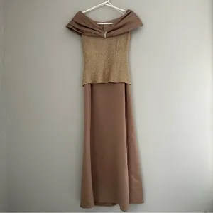 Vintage Patra gorgeous Gold and brown sparkle evening formal gown