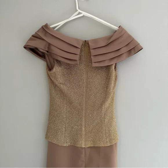 Vintage Patra gorgeous Gold and brown sparkle evening formal gown