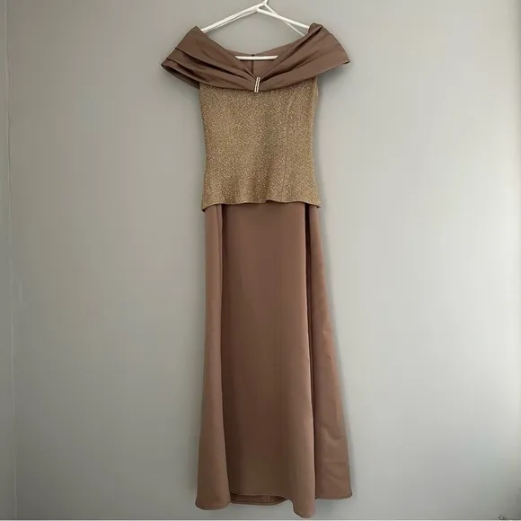 Vintage Patra gorgeous Gold and brown sparkle evening formal gown