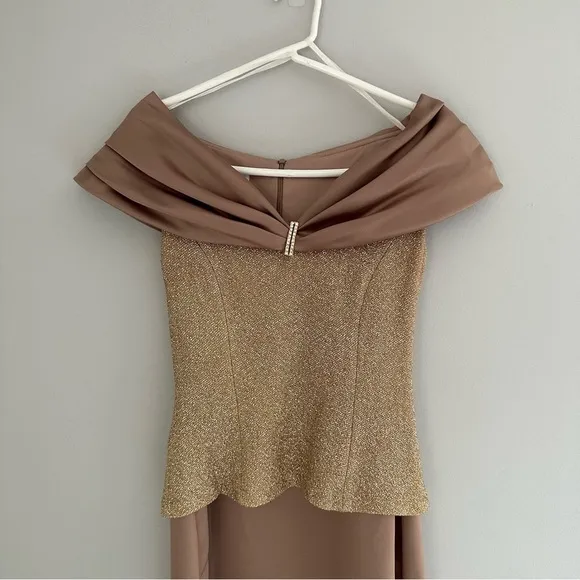 Vintage Patra gorgeous Gold and brown sparkle evening formal gown