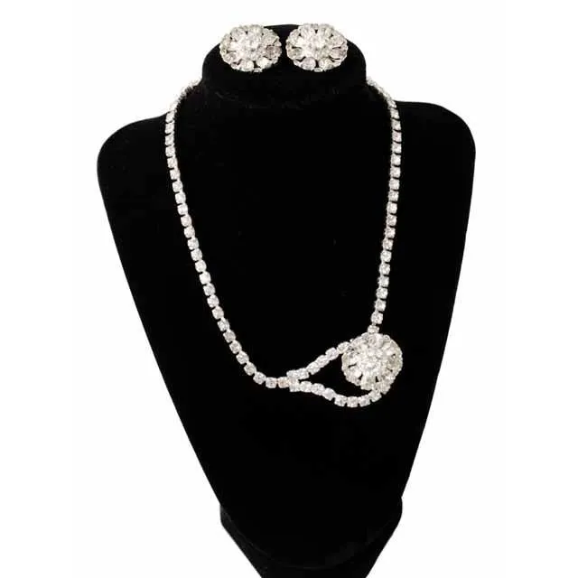 Vintage Paul Michael Rhinestone Necklace & Ears 1950S