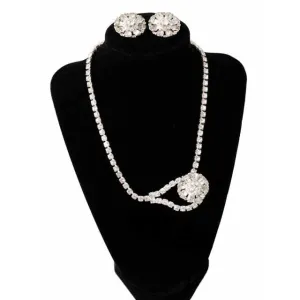 Vintage Paul Michael Rhinestone Necklace & Ears 1950S