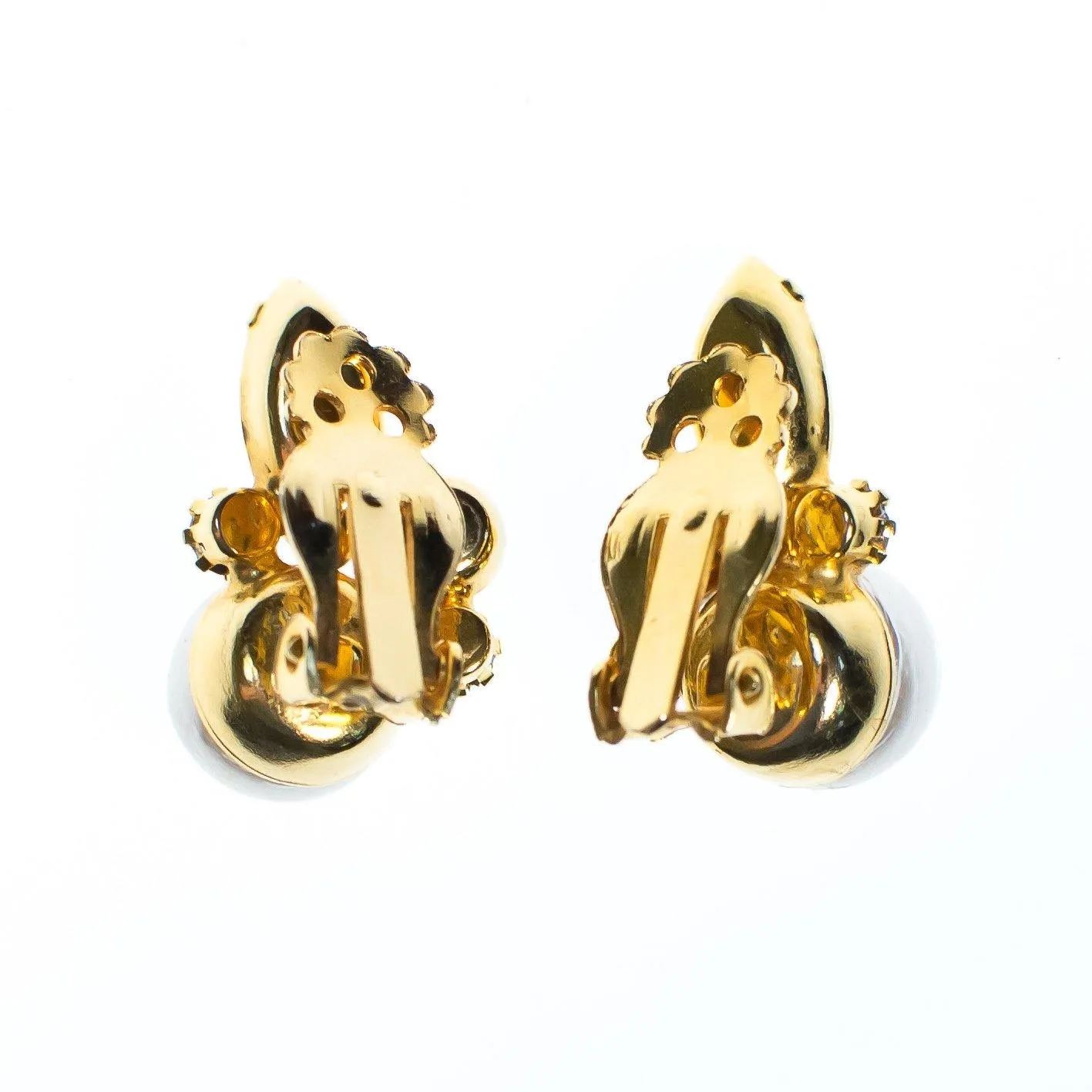 Vintage Pearl and Marquise Diamante Statement Earrings