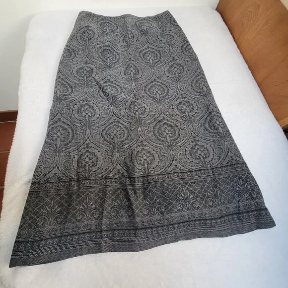 Vintage Pendleton Womens Gray Wool Abstract Pencil Midi Skirt 6 Petite Lined